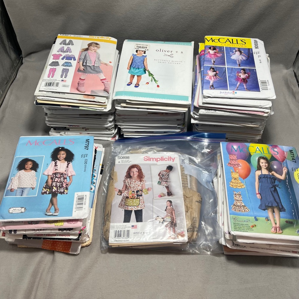Wholesale Kids Sewing Pattern Lot 82 UNCUT 25 CUT Mixed Era Dolls Costumes Baby